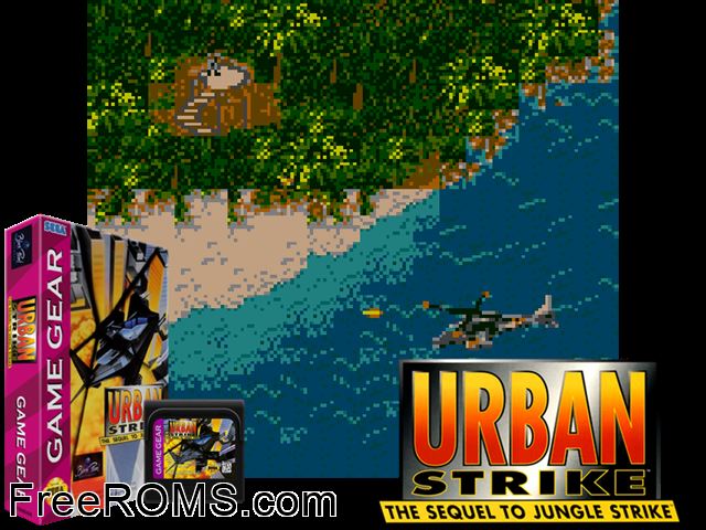 Urban Strike Game Gear game showing 3D box cover and gameplay screenshot
